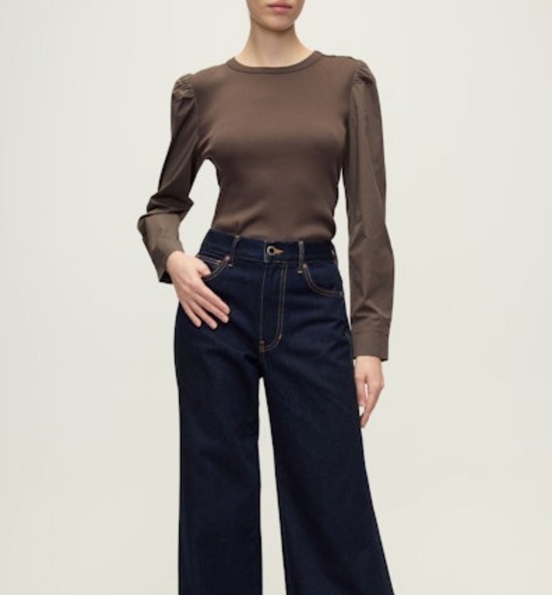 Fersia Mixed Media Tee Dark Umber