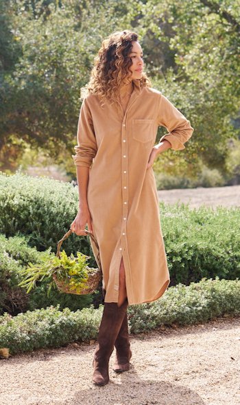 Rory Maxi Shirtdress Camel Corduroy