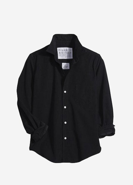 Barry Tailored Button-Up Shirt Black Corduroy