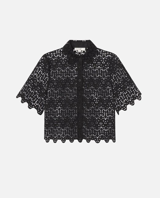 The Deco Eyelet Top Black