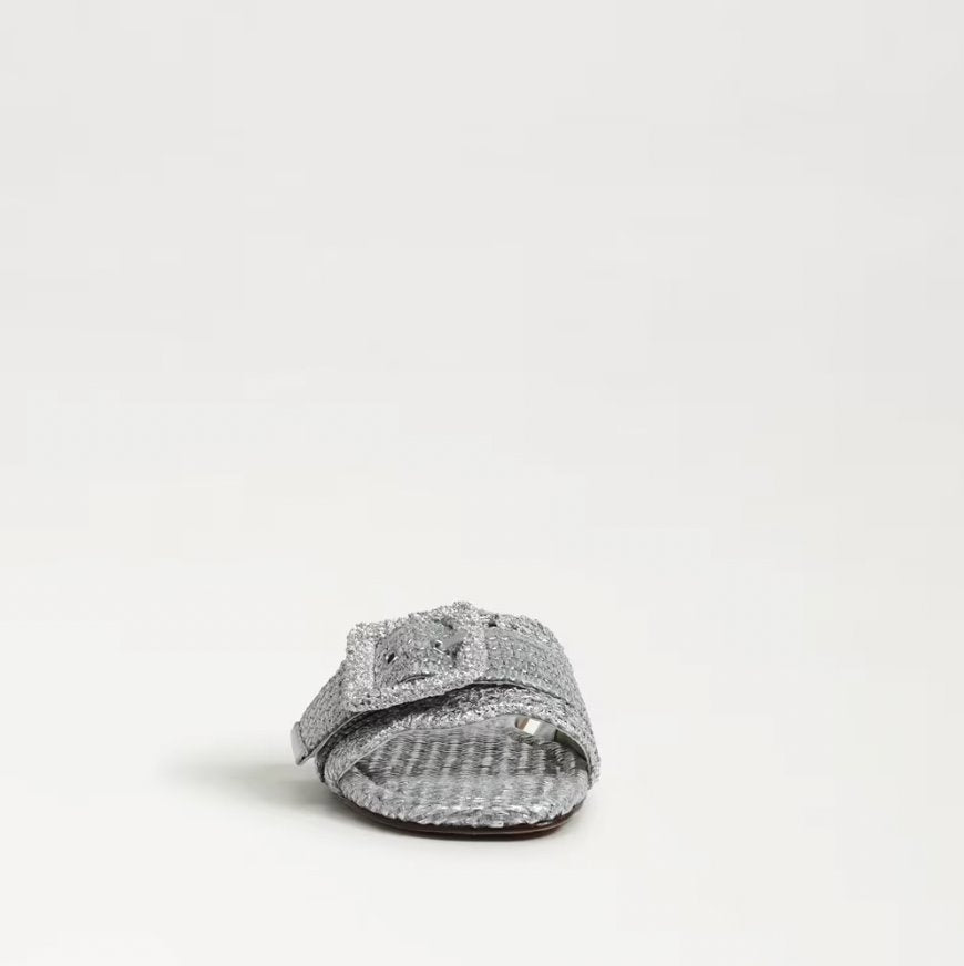 Bambi Slide Sandal Soft Silver Raffia