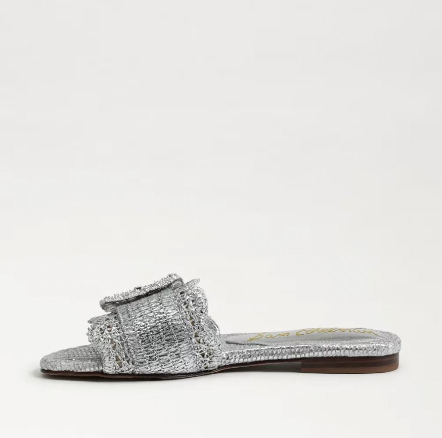 Bambi Slide Sandal Soft Silver Raffia