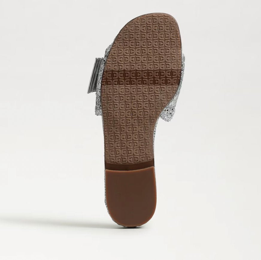 Bambi Slide Sandal Soft Silver Raffia