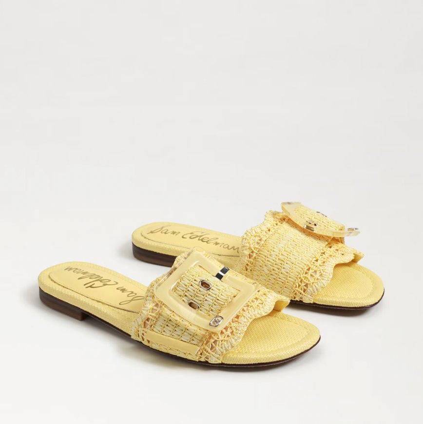 Bambi Slide Sandal Buttercup Yellow Raffia