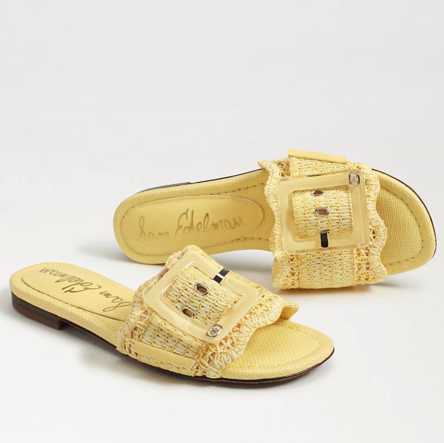 Bambi Slide Sandal Buttercup Yellow Raffia