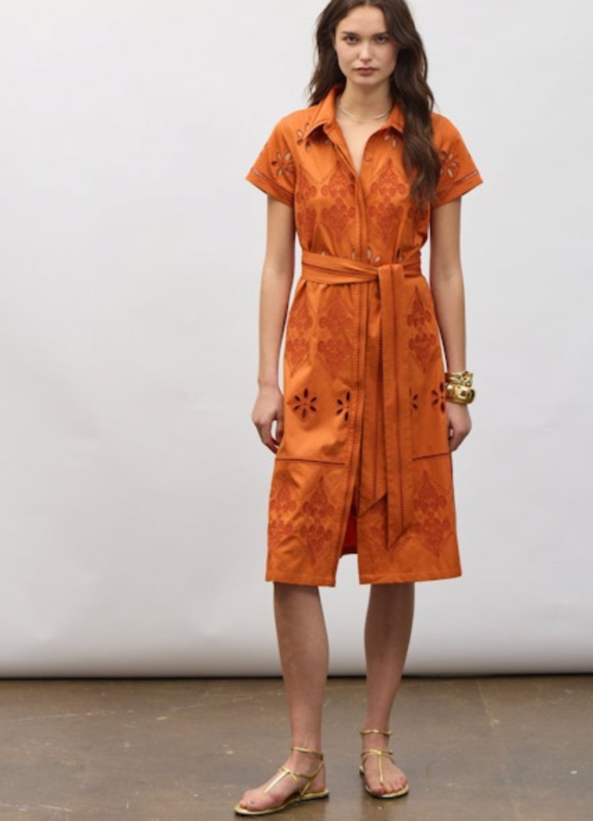 Eva Belted Midi Shirtdress Dress Burnt Sienna