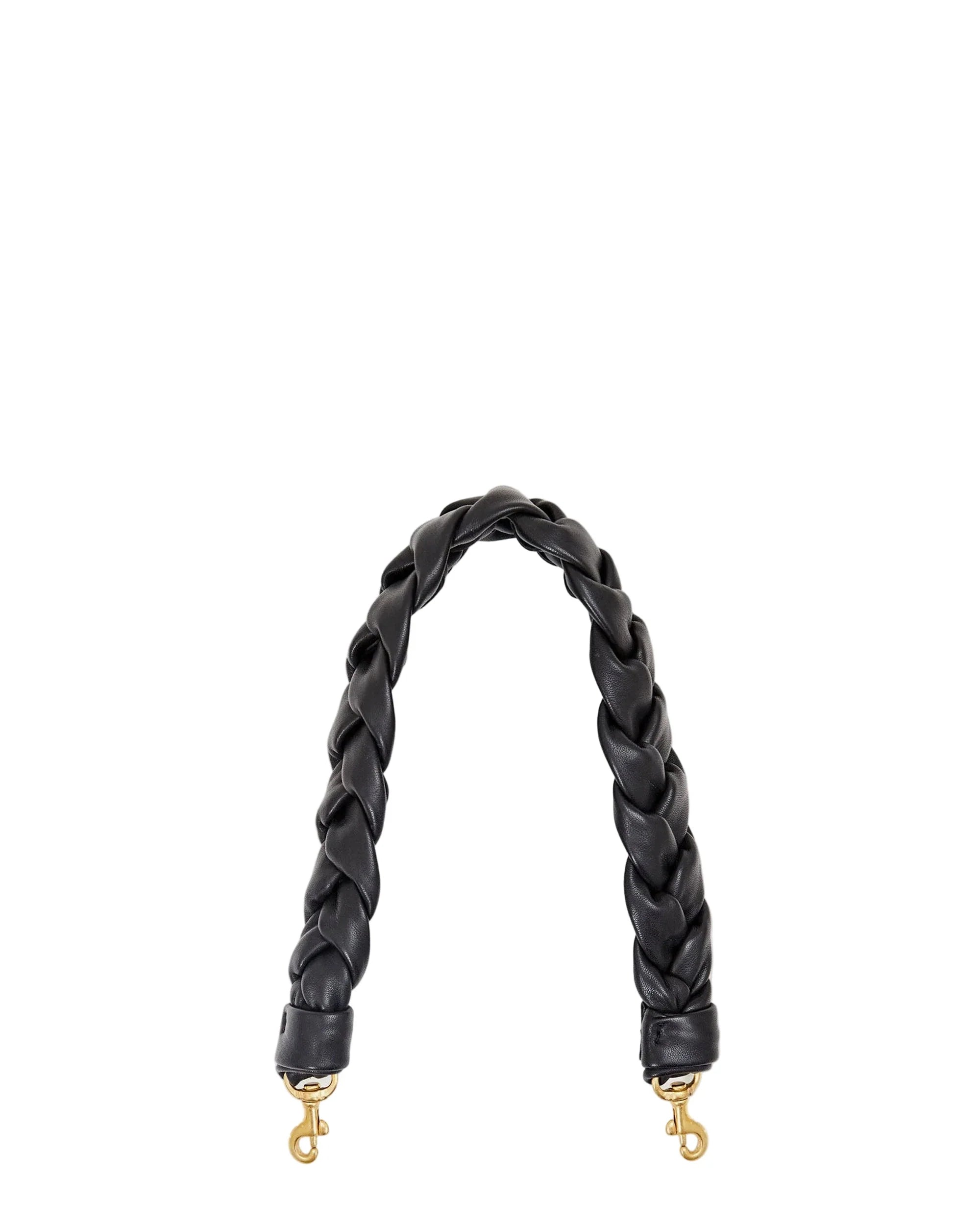 Braided Leather Shoulder Strap Black