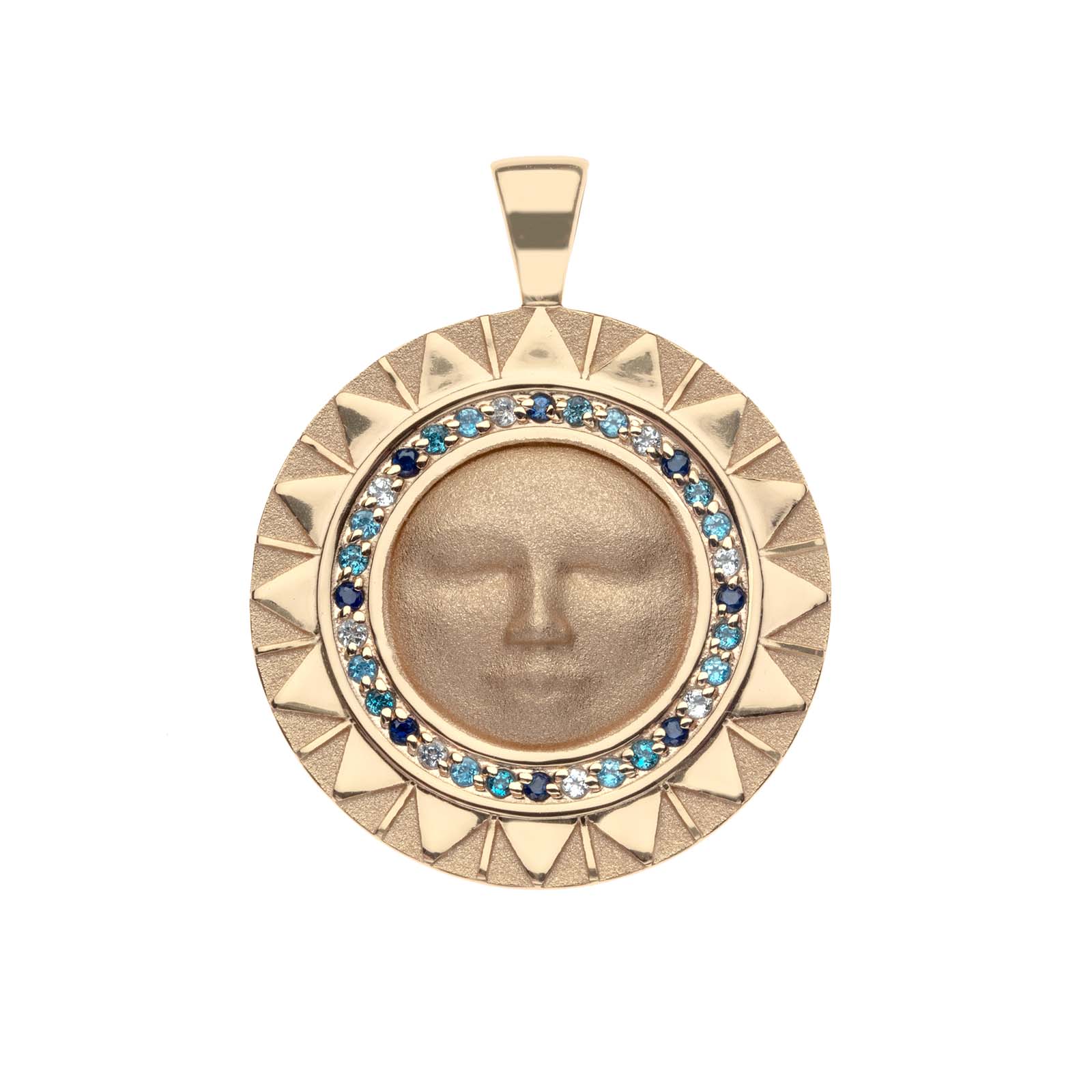 Strong Blazing Sun Coin Pendant 16-18" Classic Rolo