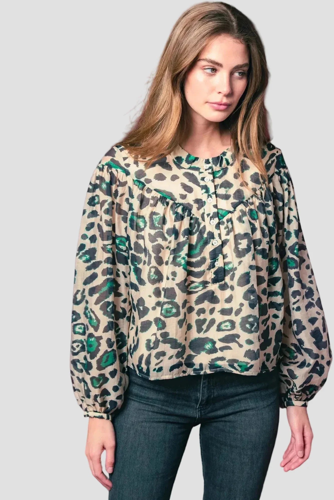 The Logan Shirt Green Leopard
