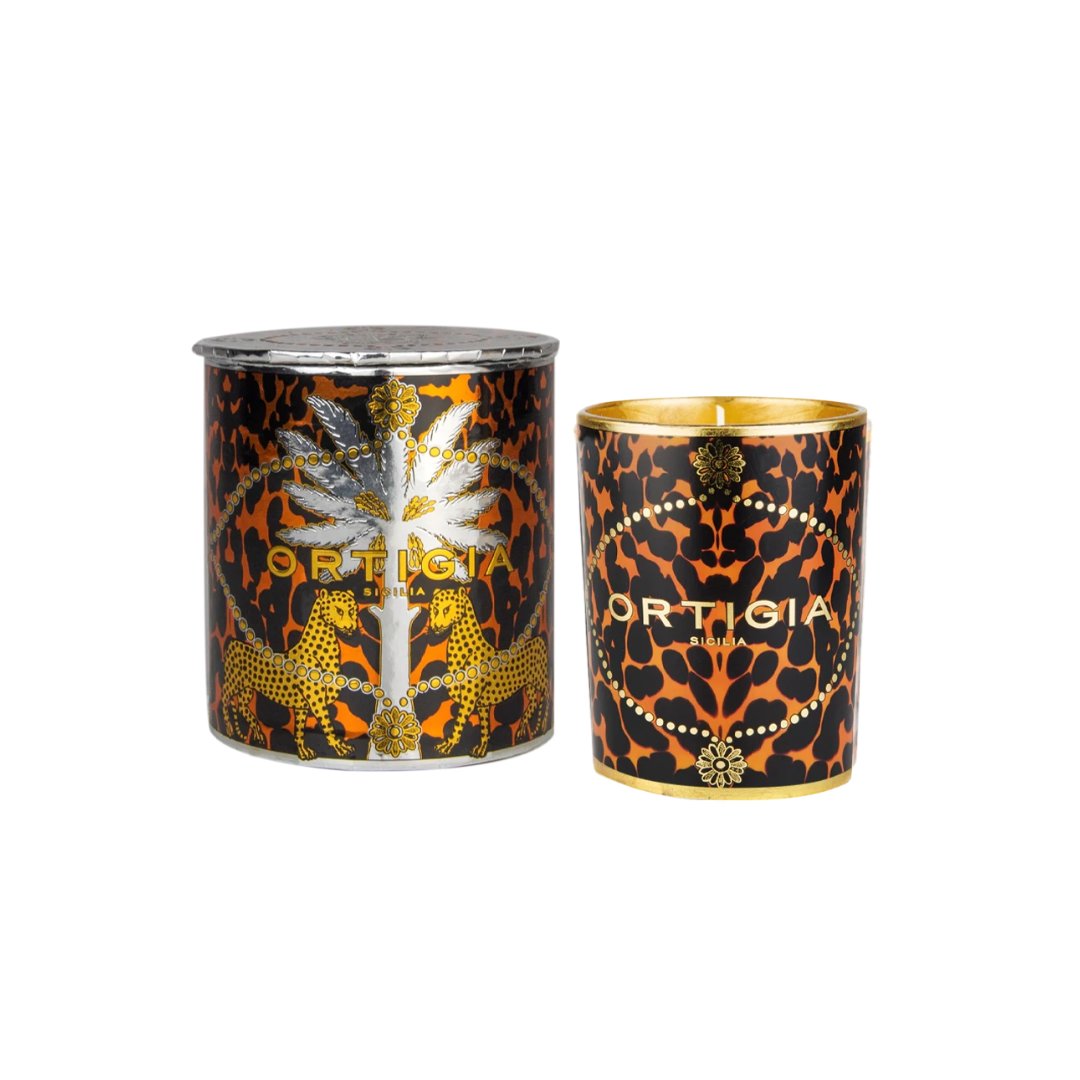 Small Ambra Nera Decorated Candle