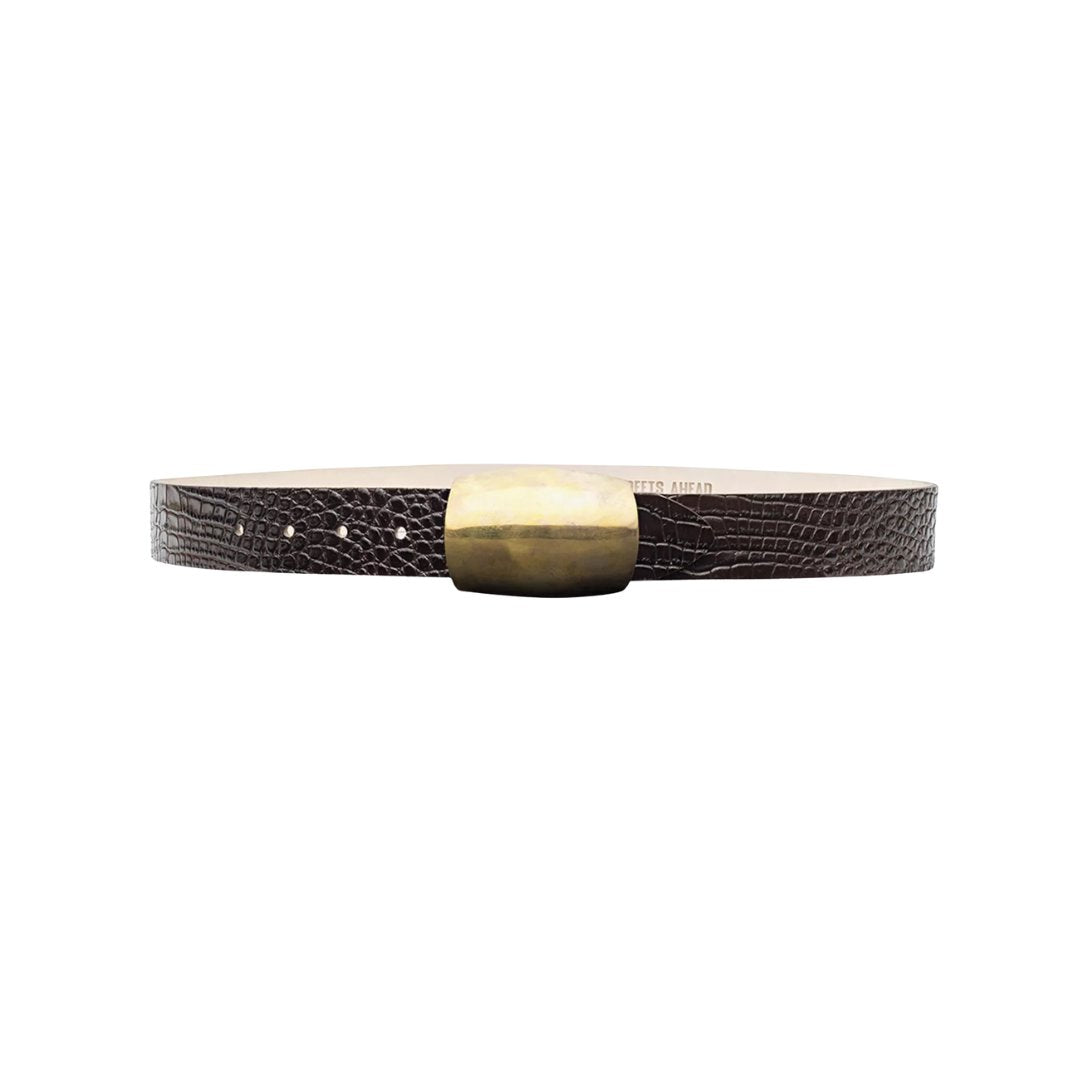 Milou Belt Chocolate Croc Embossed