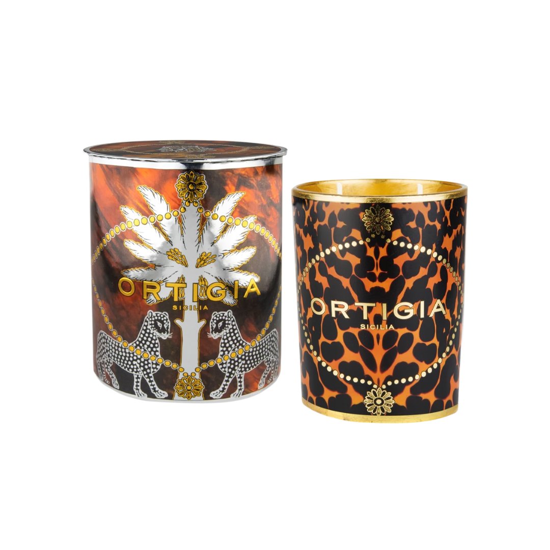 Medium Ambra Nera Decorated Candle