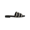 Bay Slide Sandal Black/Linen Raffia