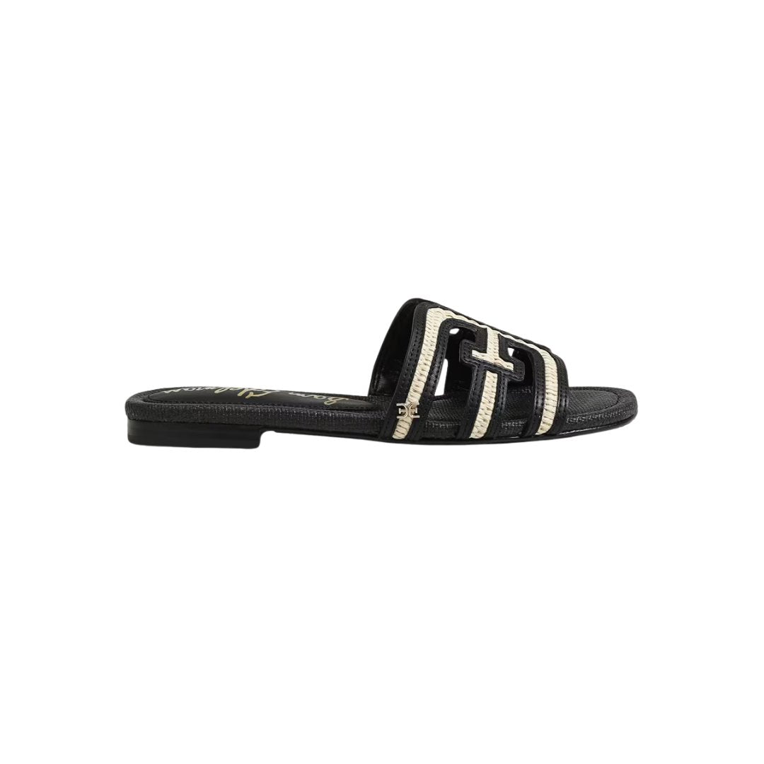 Bay Slide Sandal Black/Linen Raffia