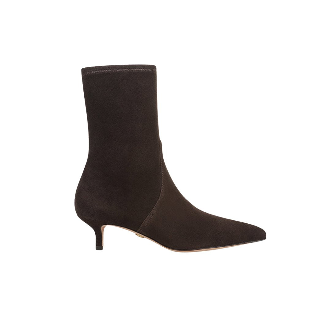 Lisa Stretch Kitten-Heel Ankle Boot Espresso