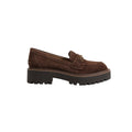 Lea Suede Bit Buckle Platform Loafer Mustang Brown