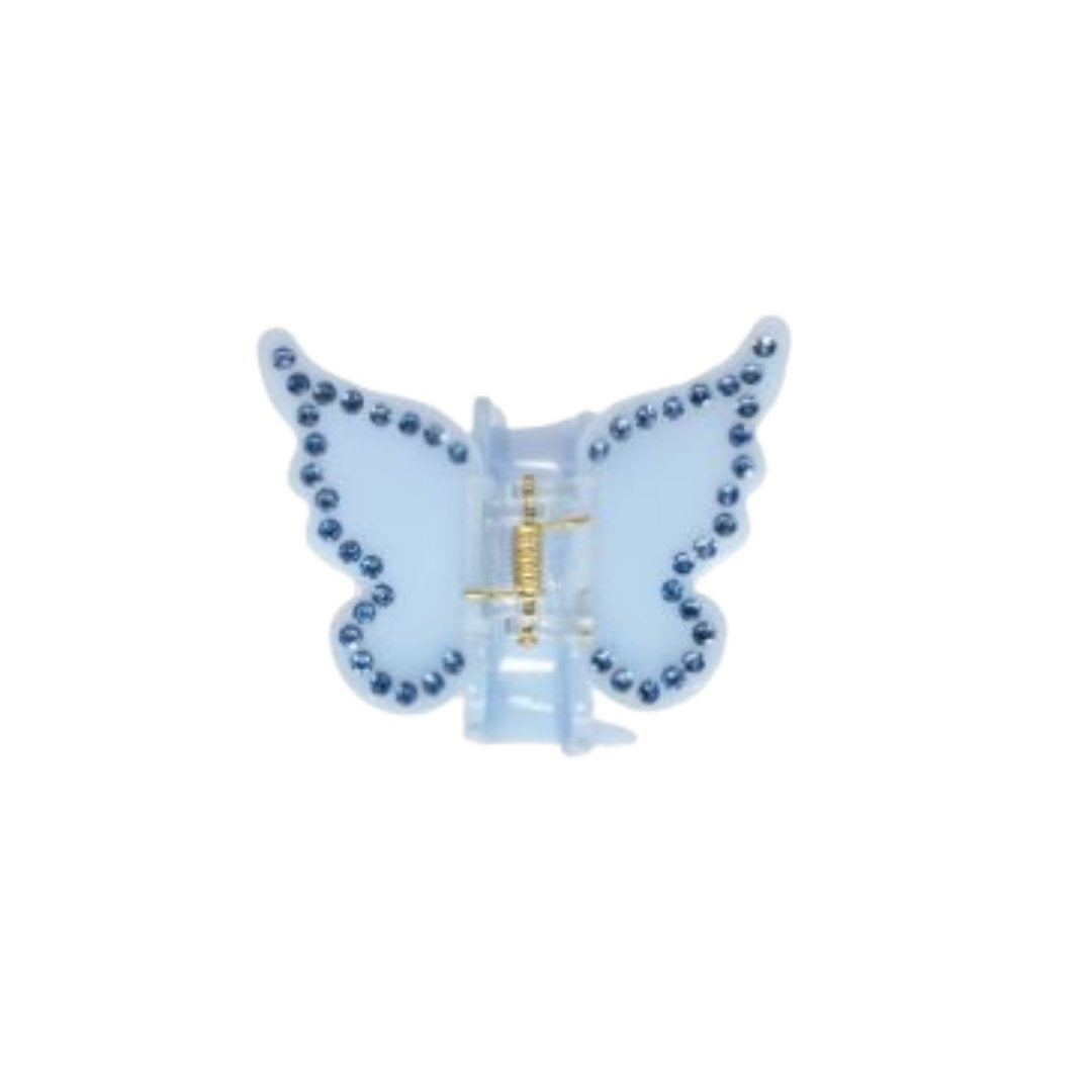 Mini Butterfly Clip Baby Blue Rhinestones