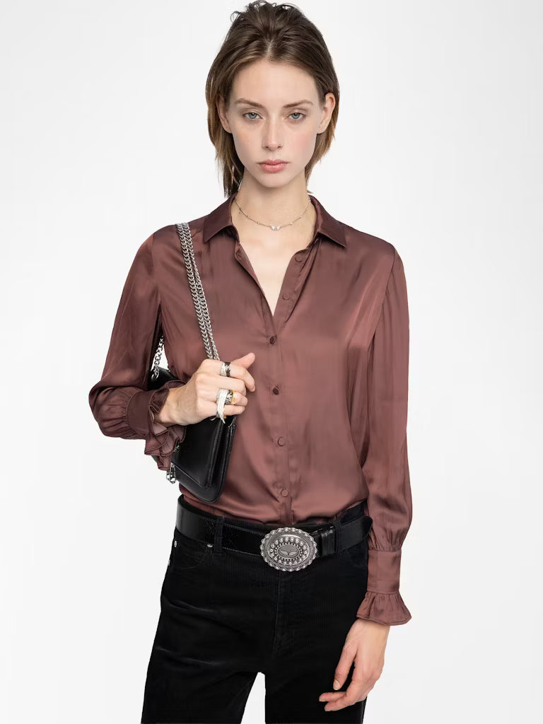 Thely Satin Shirt Burgundy