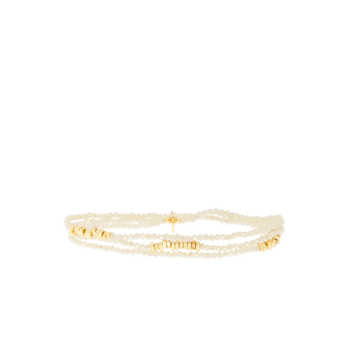 Crystal Beaded Wrap Bracelet Square Beads Gold/Champagne