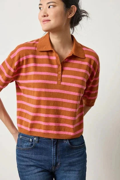 Drop Shoulder Polo Neck Sweater Sierra/Calypso