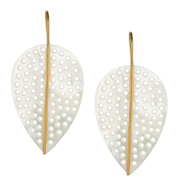 Leaf Earrings Mother of Pearl