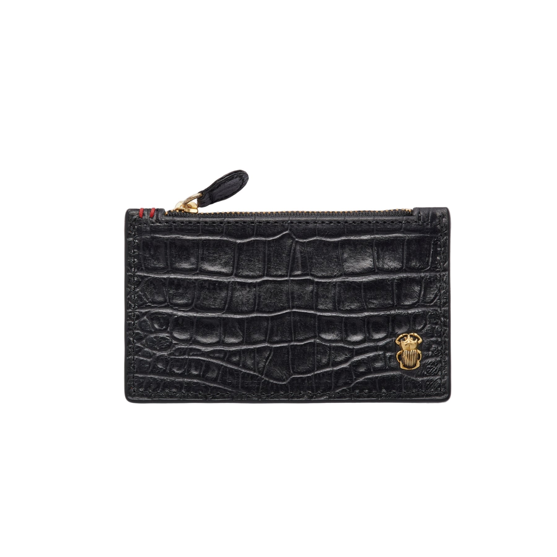 Embossed Croco Leather Helena Card Holder Black