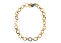 Chunky Link Chain With Lapis Bead 18"