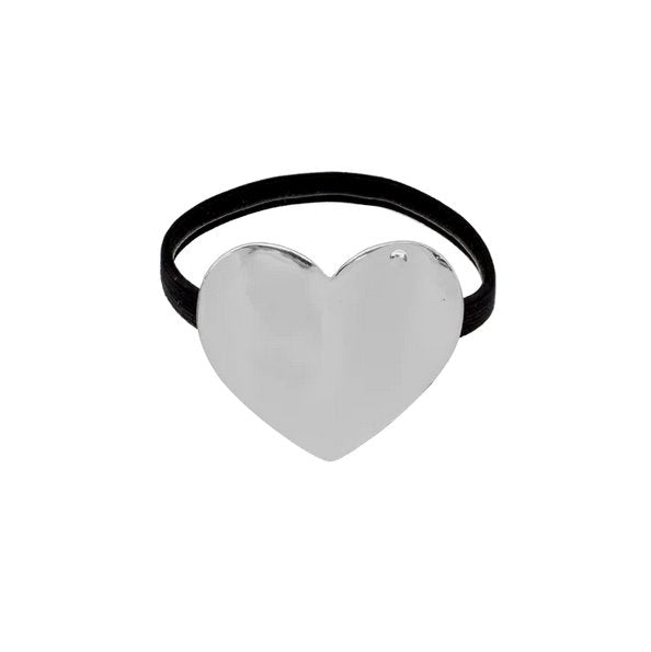 Heart Hair Tie Silver Metal
