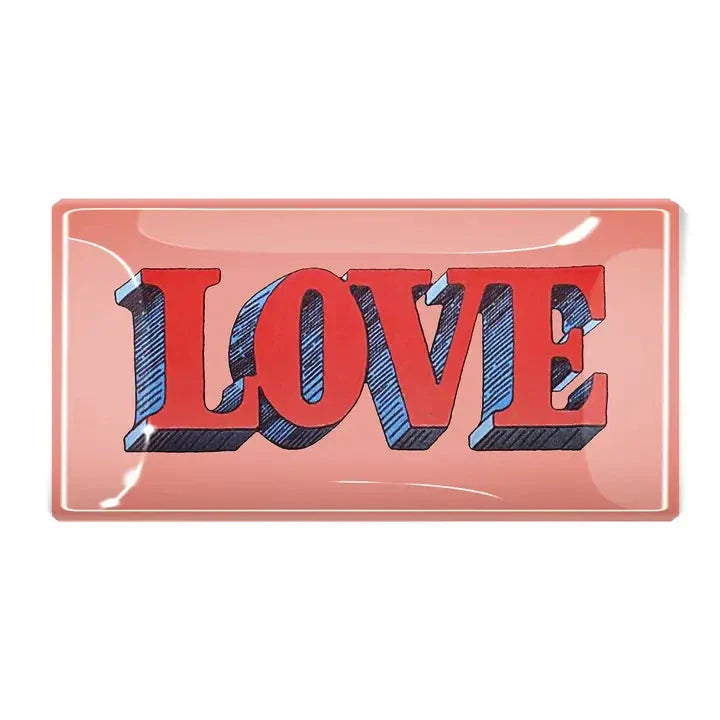 Love Vintage Text Small Glass Tray