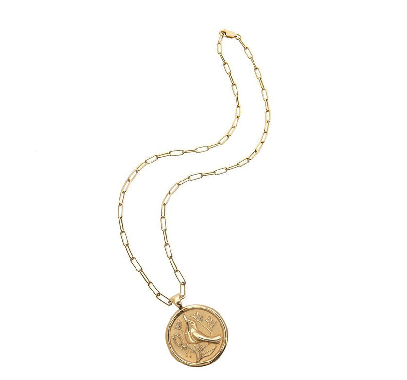 Peace Original Pendant Coin 18" Drawn Link