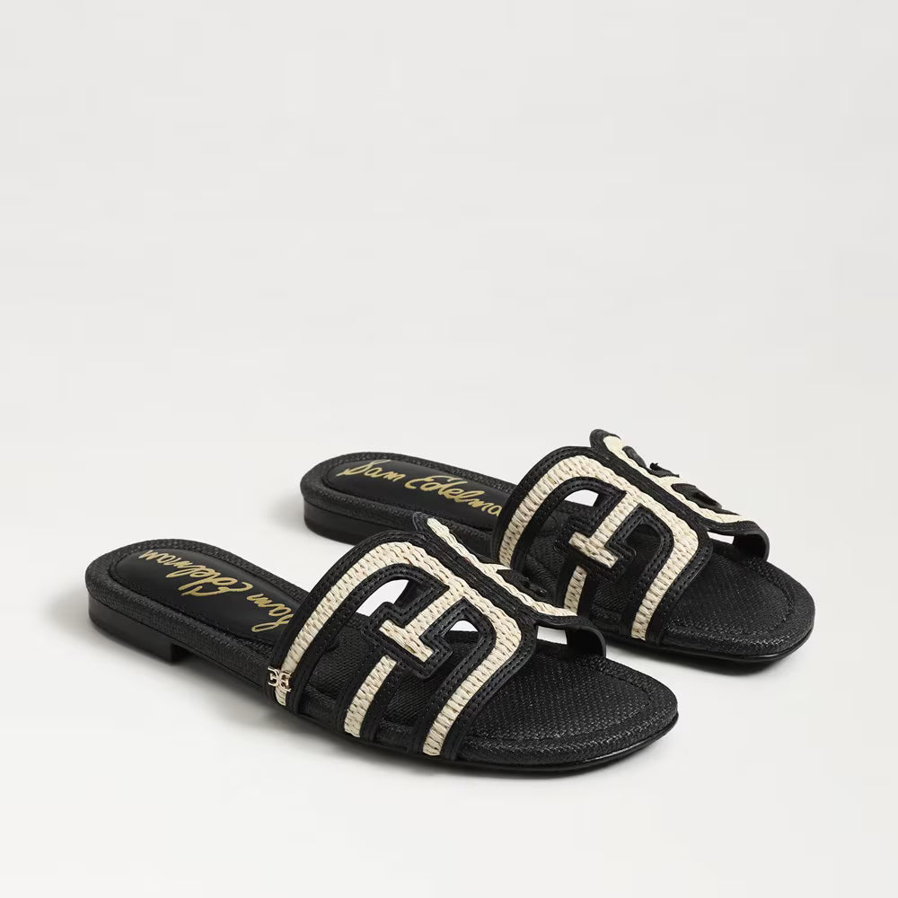 Bay Slide Sandal Black/Linen Raffia
