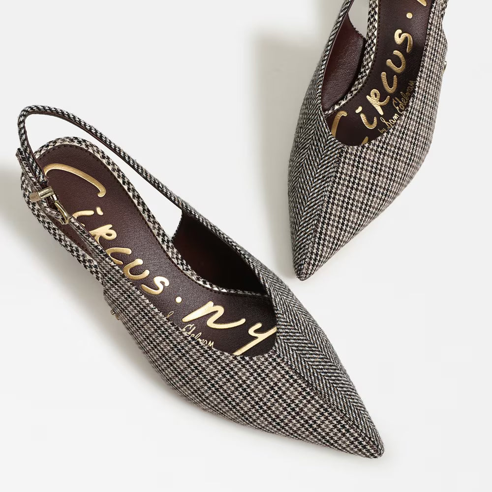 Fawn Slingback Pump Houndstooth Herringbone