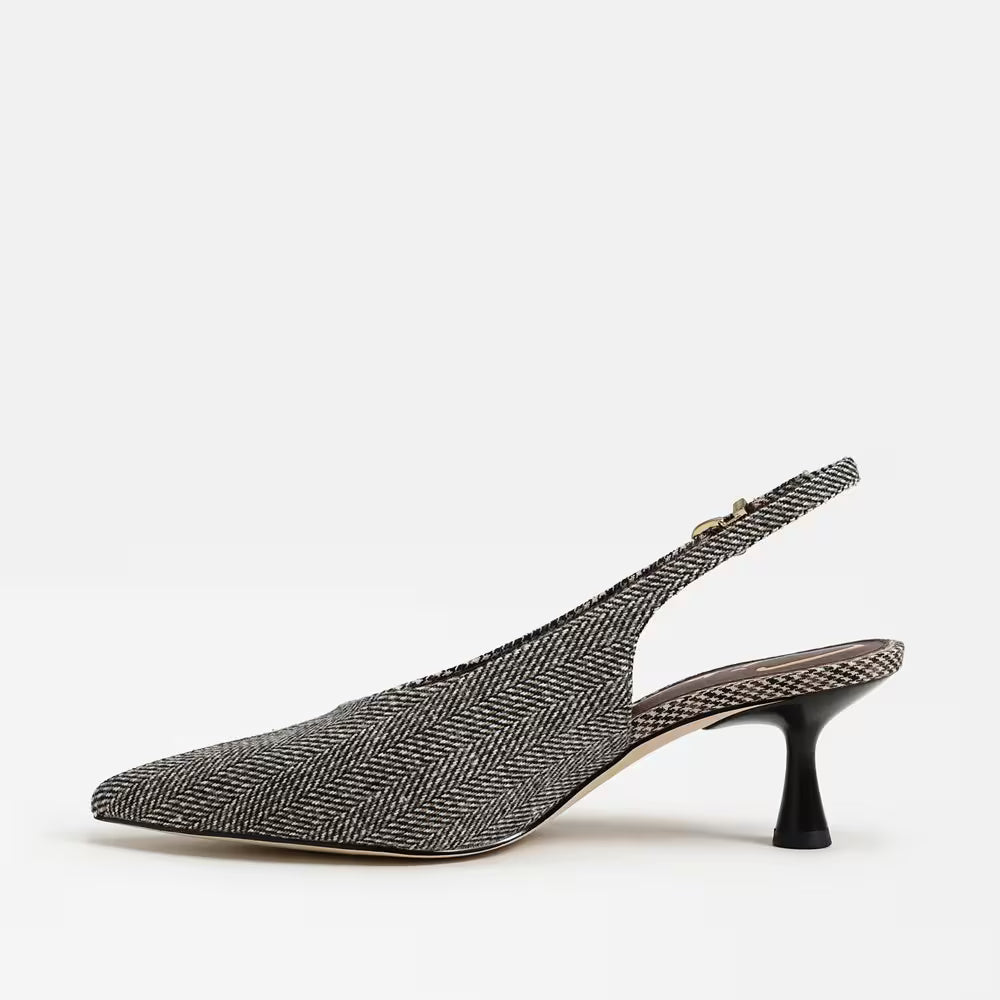 Fawn Slingback Pump Houndstooth Herringbone