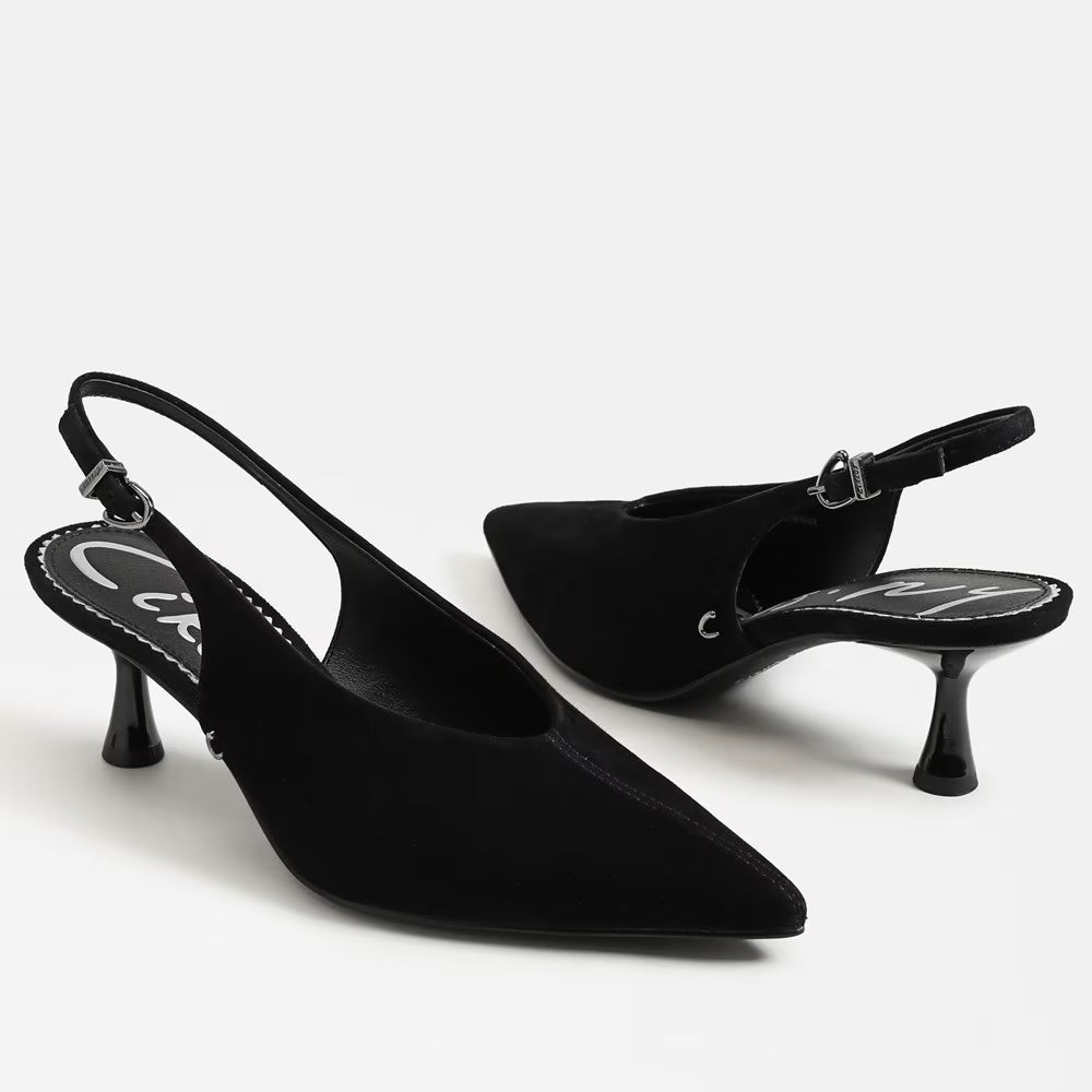 Fawn Slingback Pump Black Suede