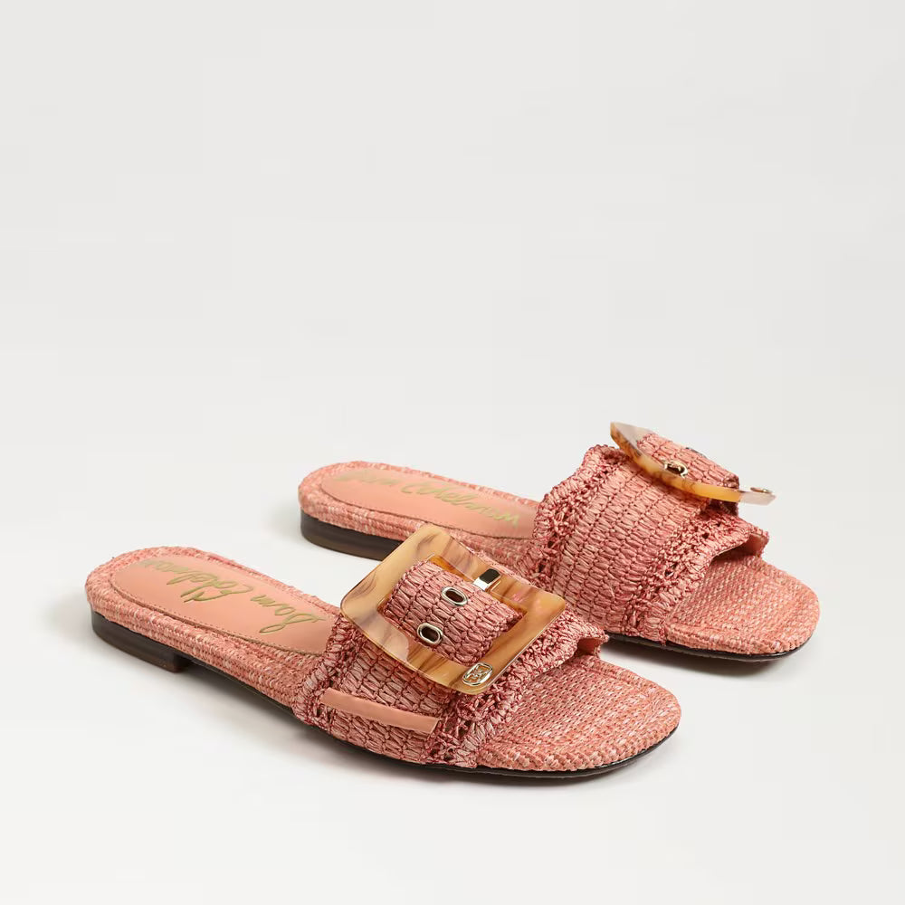 Bambi Slide Sandal Coral Raffia