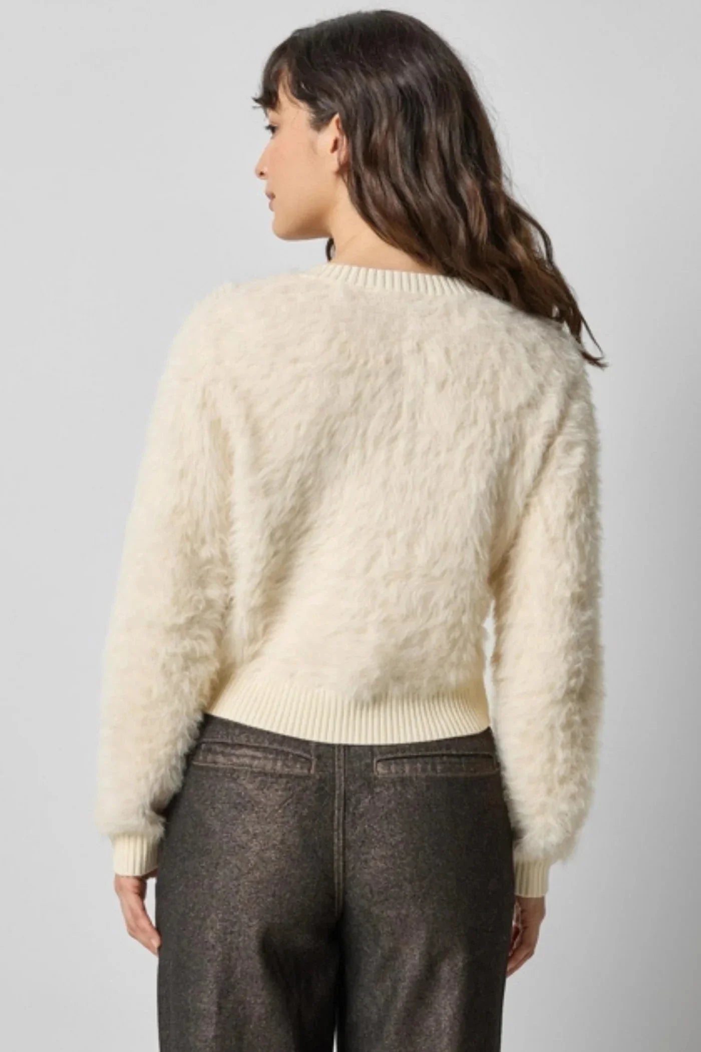 Brushed Crewneck Cardigan Ivory