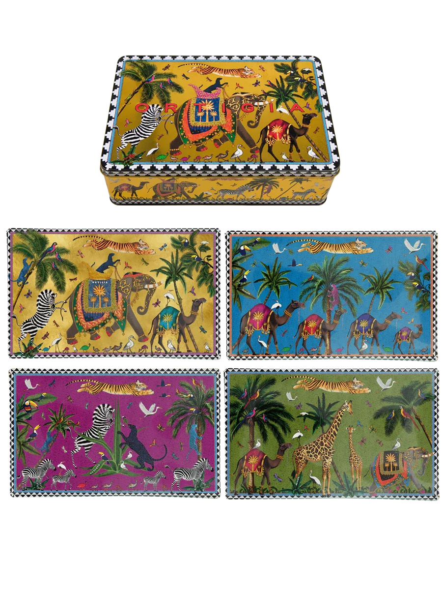 Tin 4 Glass Plates Flying Tiger