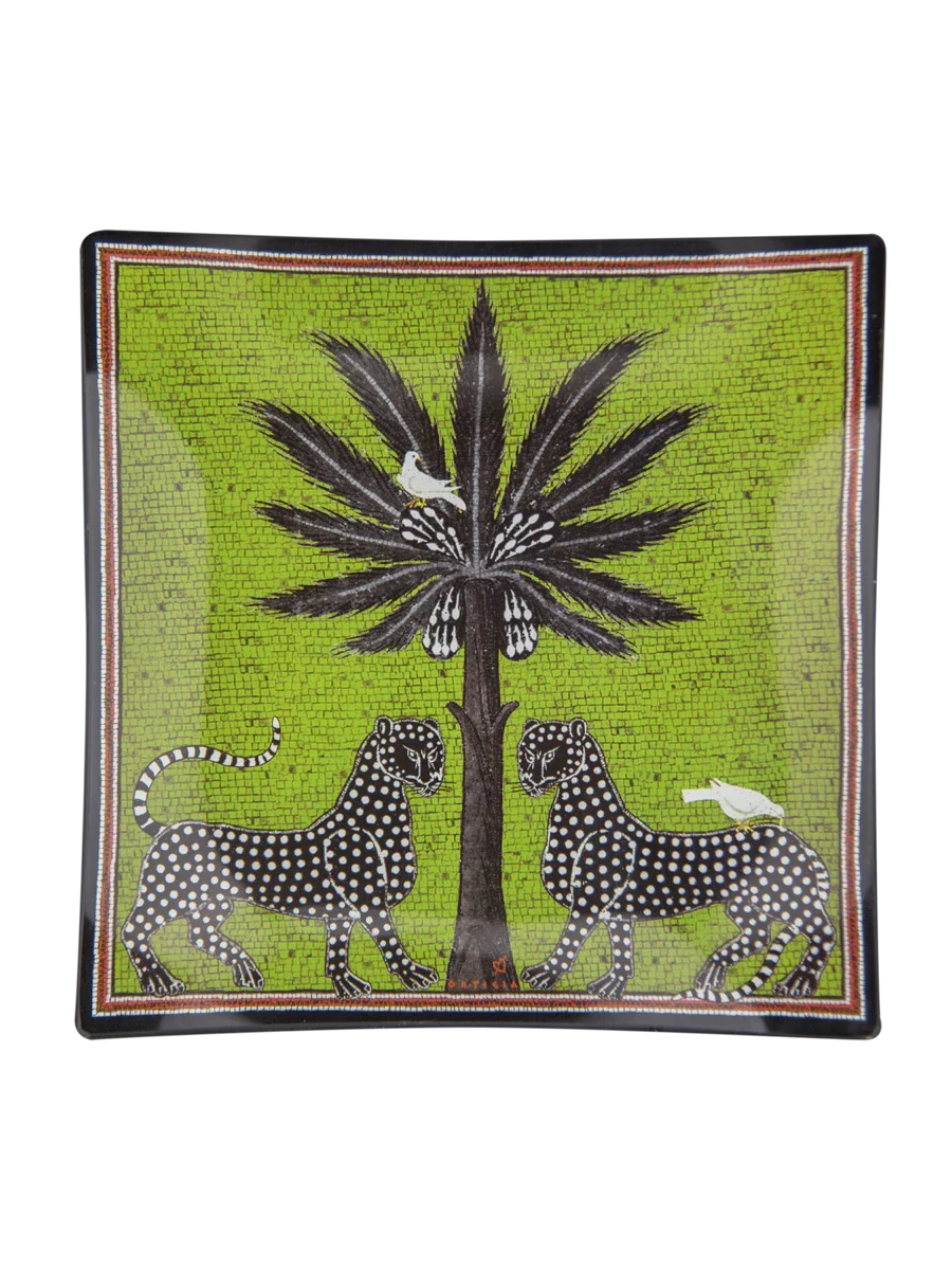 Medium Glass Mosaico Plate Green