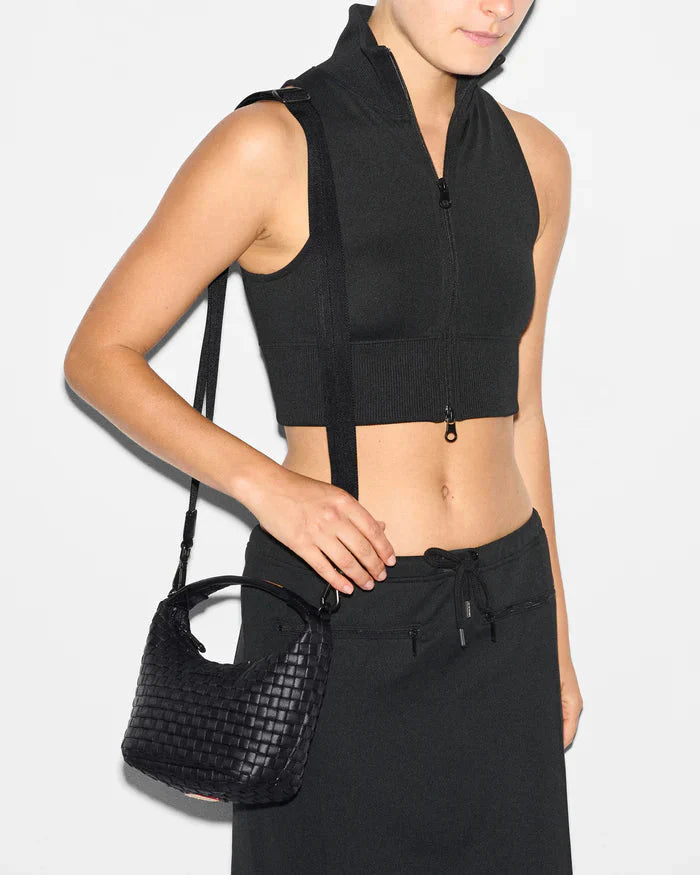 Mini Woven Hobo Black