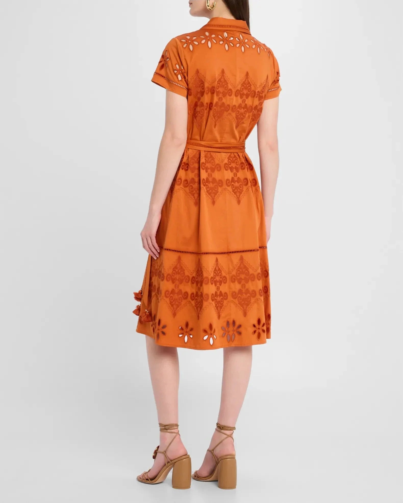 Eva Belted Midi Shirtdress Dress Burnt Sienna