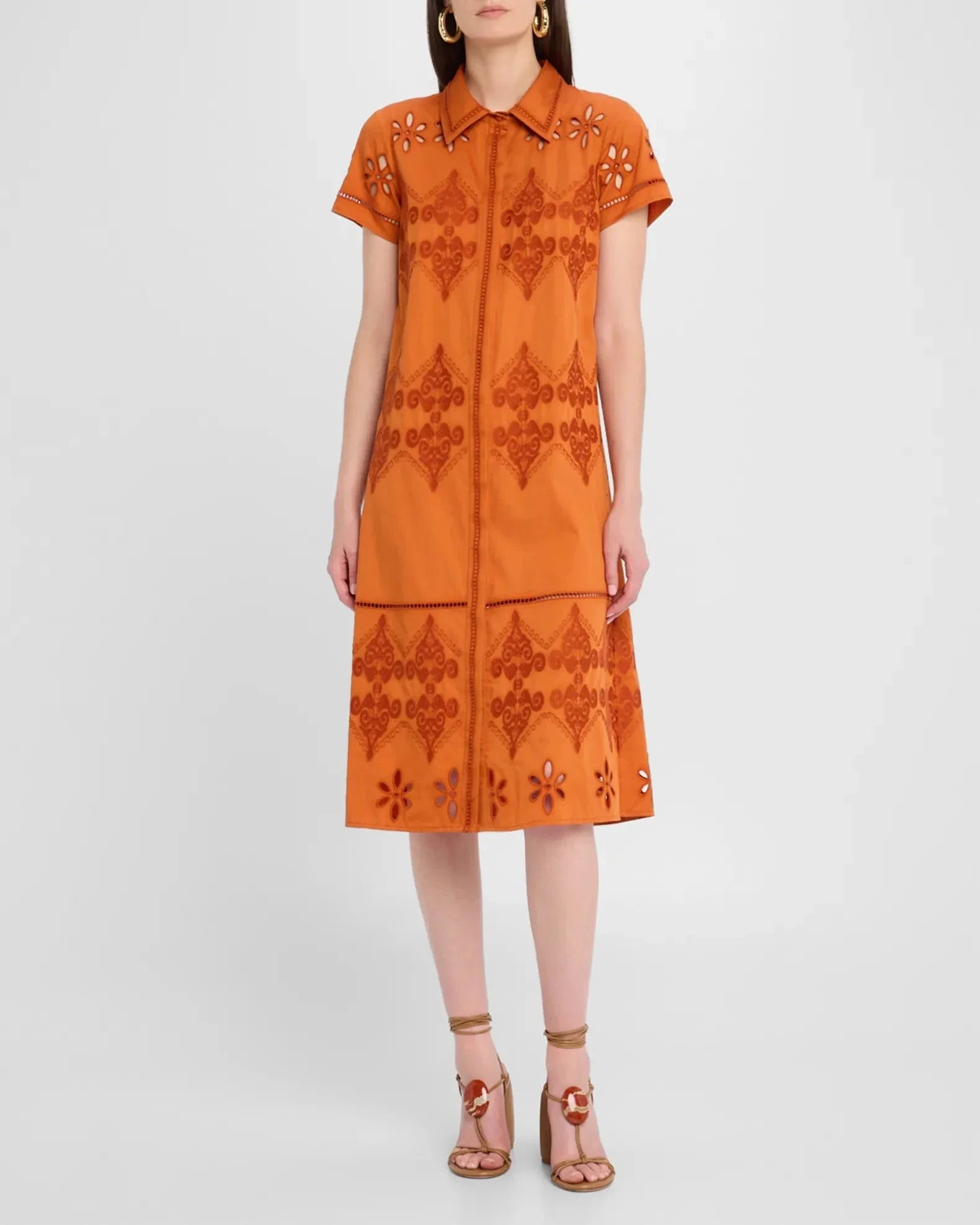 Eva Belted Midi Shirtdress Dress Burnt Sienna