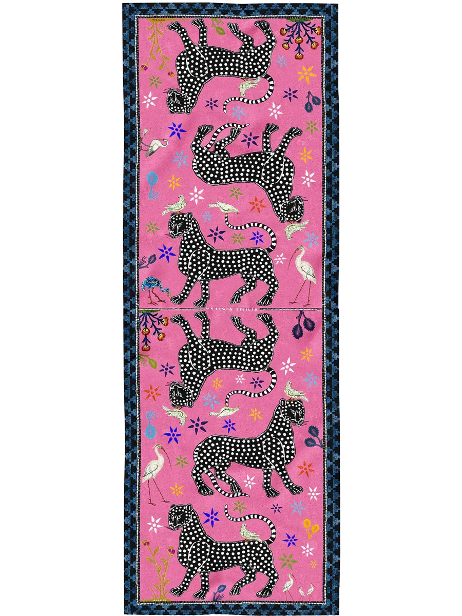 Ocelot Cashmere Blend Scarf Fucsia