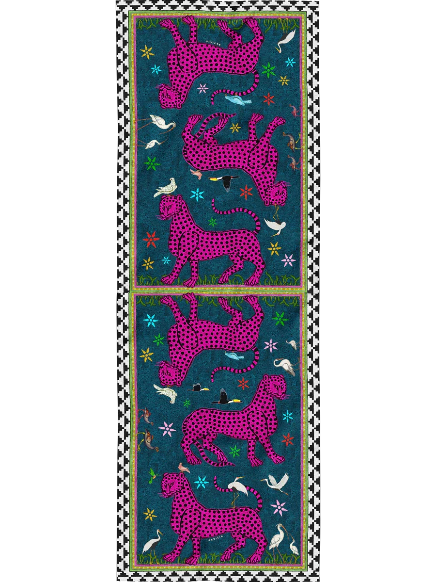 Ocelot Silk Scarf Blu Petrolio