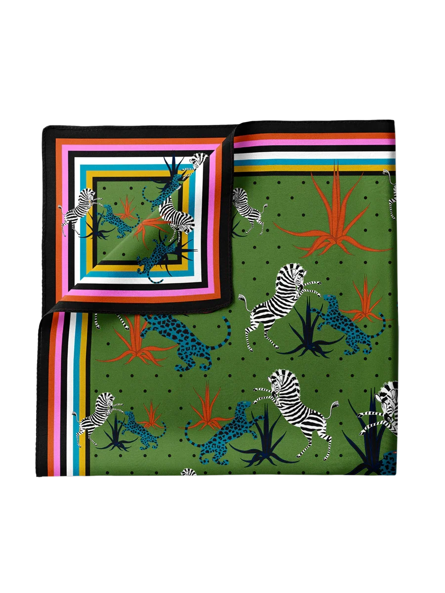 Jungle Pocket Square Green