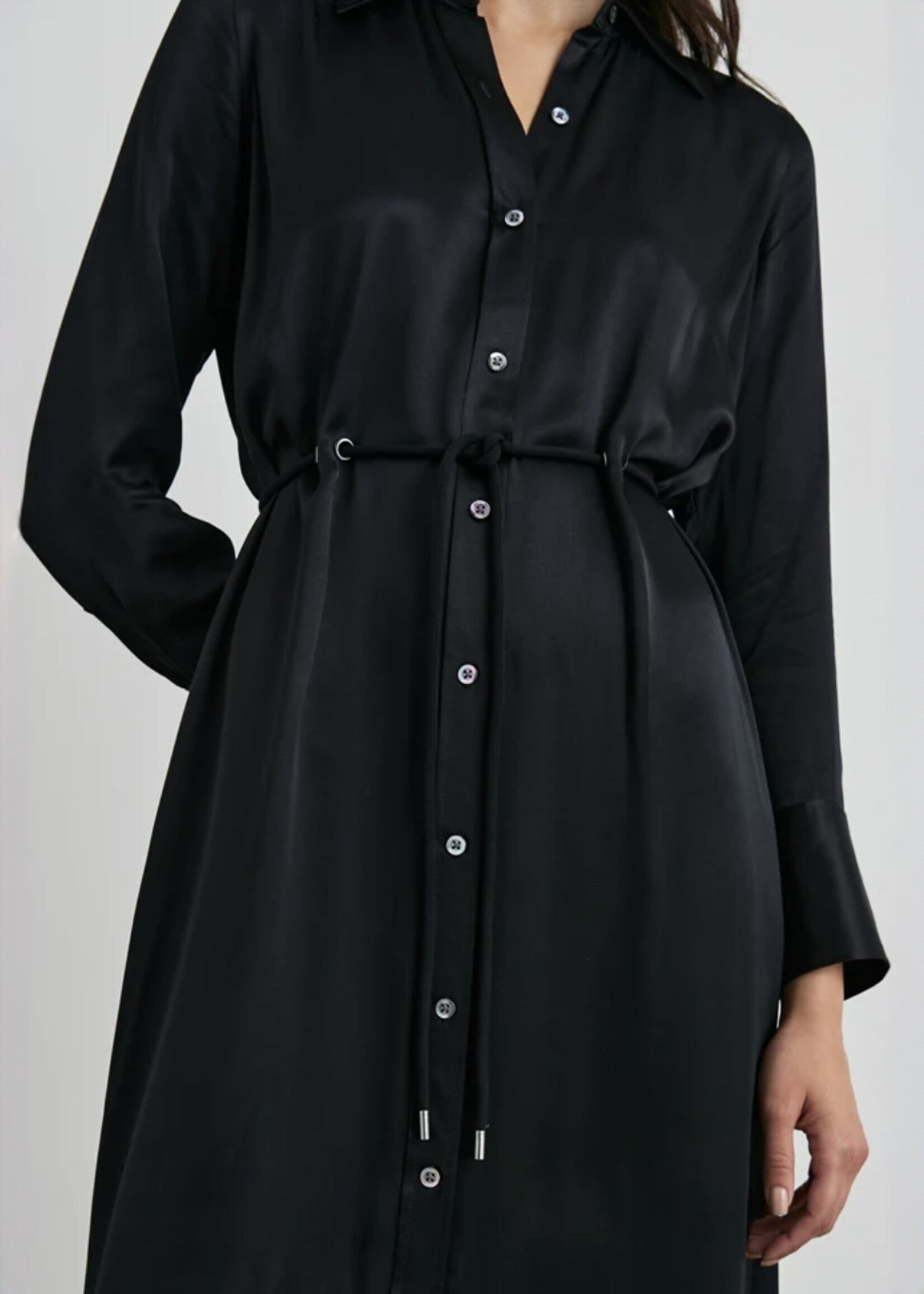 Anina Satin Shirtdress Black