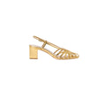 Priscilla Lattice Slingback Mid Heel Sandal Gold