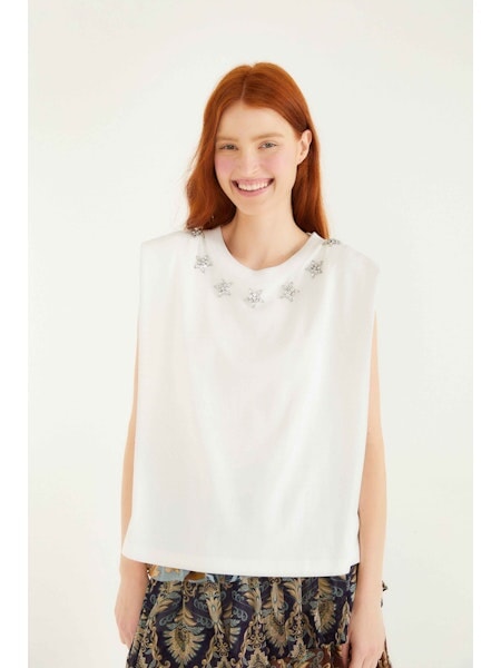 Sparkling Off White T Shirt