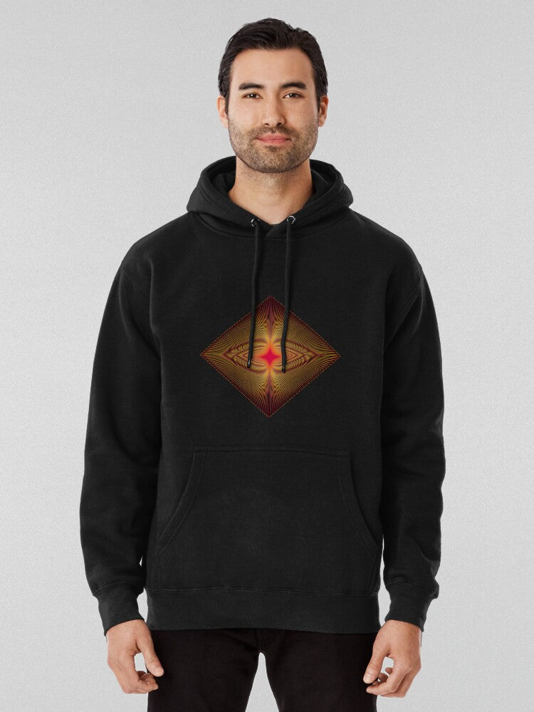 Morph D Rectangular Pattern Hoodie - Unique Geometric Design Black