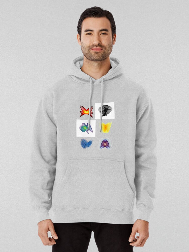 Chaotic Random Patterns Hoodie - Vibrant Abstract Art Apparel Heather Grey