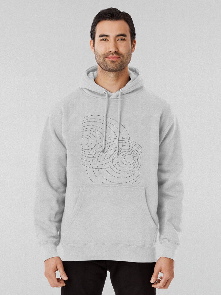 Entwined Crop Circles Hoodie - Mysterious Geometry Graphic Art Heather Grey